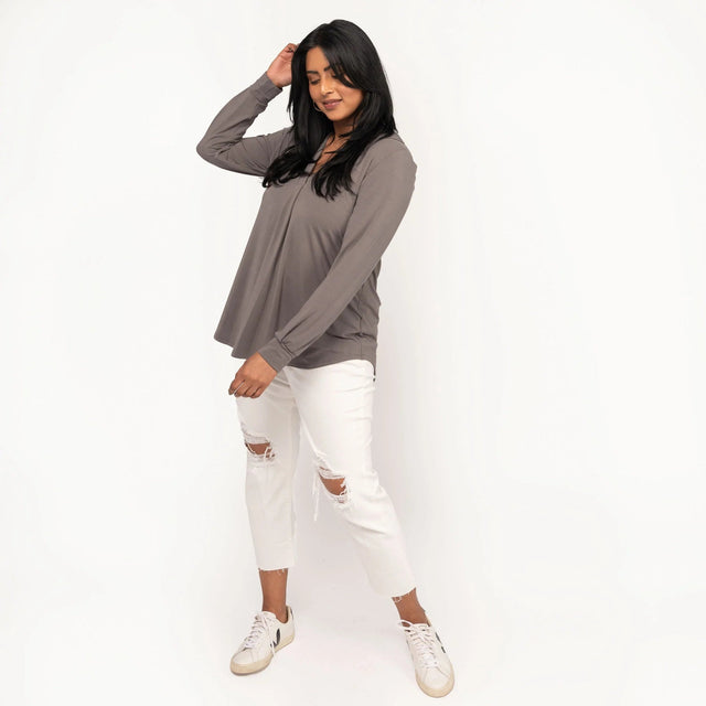 The Comfy Dress Shirt in Olive Grey - Veneka-Sustainable-Ethical-Tops-Encircled Drop Ship