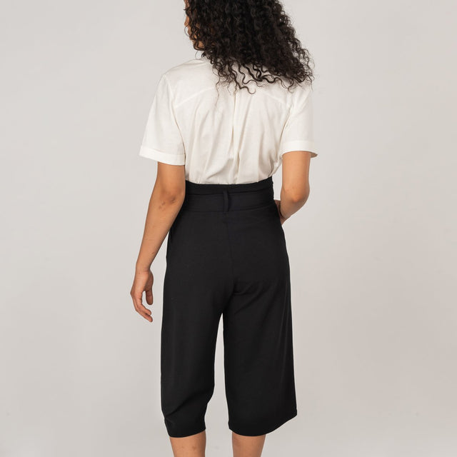 The Comfy Paperbag Culottes in Black - Final Sale - Veneka-Sustainable-Ethical-Bottoms-Encircled Drop Ship