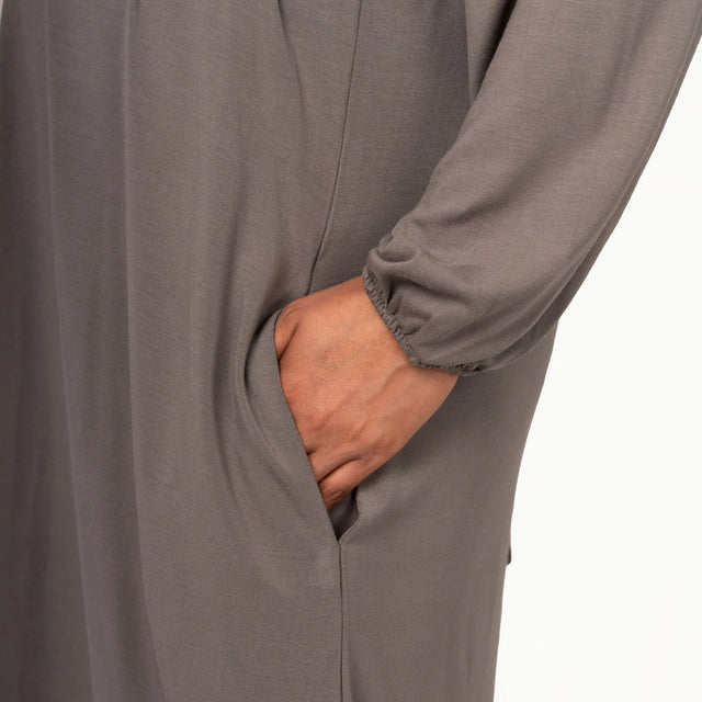 The Comfy Shirt Dress in Olive Grey - Final Sale - Veneka-Sustainable-Ethical-Dresses-Encircled Drop Ship