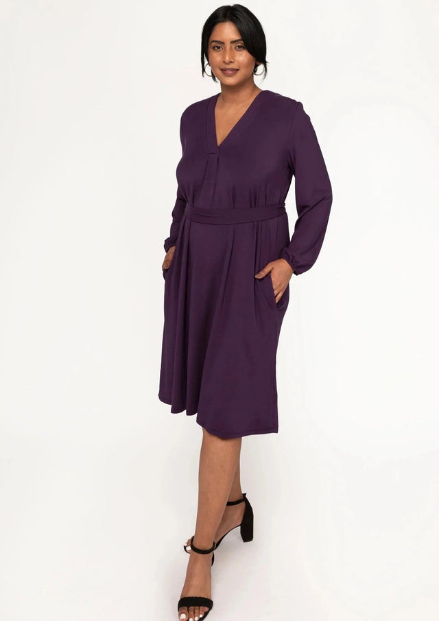 The Comfy Shirt Dress in Plum Purple - Final Sale - Veneka-Sustainable-Ethical-Dresses-Encircled Drop Ship