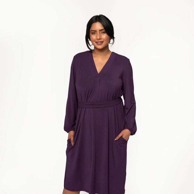 The Comfy Shirt Dress in Plum Purple - Final Sale - Veneka-Sustainable-Ethical-Dresses-Encircled Drop Ship
