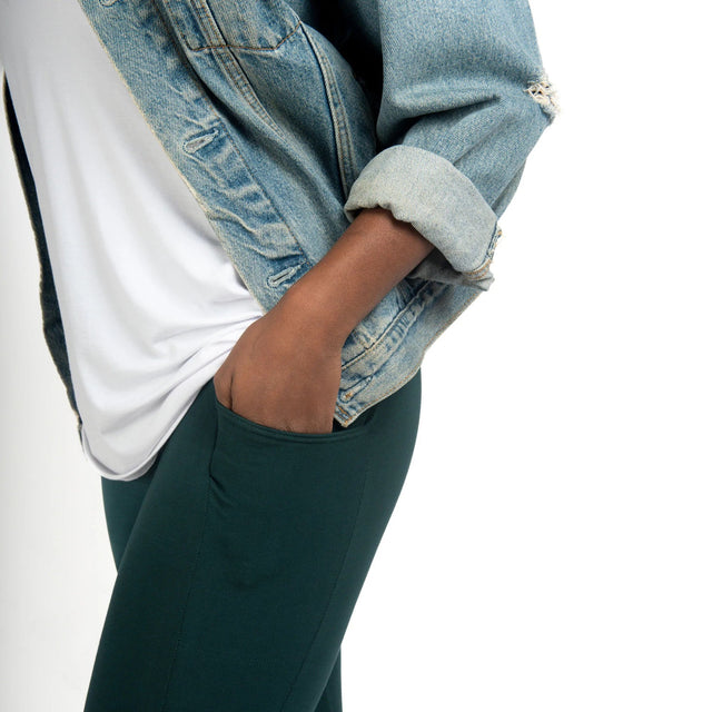 The Dressy Leggings in Alpine Green - Final Sale - Veneka-Sustainable-Ethical-Bottoms-Encircled Drop Ship