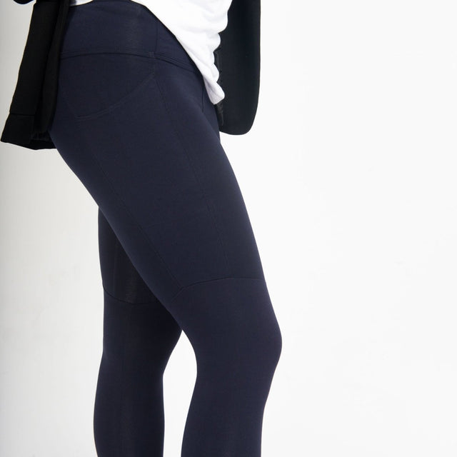 The Dressy Leggings in Navy Blue - Veneka-Sustainable-Ethical-Bottoms-Encircled Drop Ship