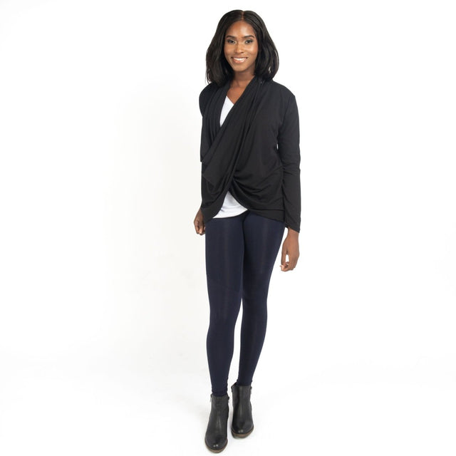 The Dressy Leggings in Navy Blue - Veneka-Sustainable-Ethical-Bottoms-Encircled Drop Ship