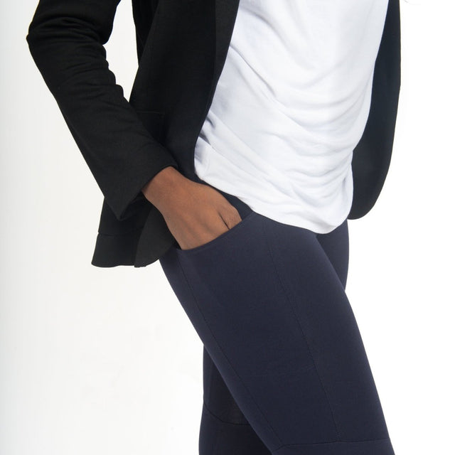 The Dressy Leggings in Navy Blue - Veneka-Sustainable-Ethical-Bottoms-Encircled Drop Ship