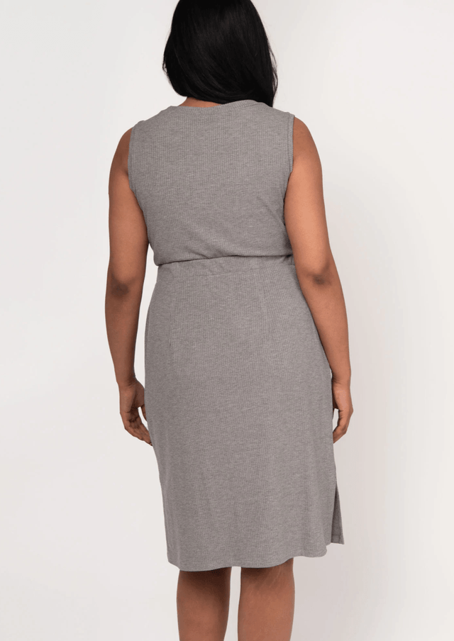 The Dressy Rib Knit Skirt in Heathered Grey - Veneka-Sustainable-Ethical-Bottoms-Encircled Drop Ship