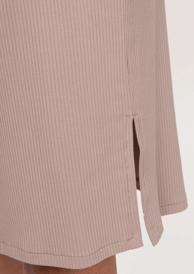 The Dressy Rib Knit Skirt in Taupe - Veneka-Sustainable-Ethical-Bottoms-Encircled Drop Ship