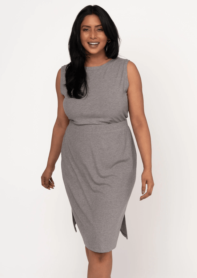 The Dressy Rib Knit Sleeveless Top in Heathered Grey - Veneka-Sustainable-Ethical-Tops-Encircled Drop Ship