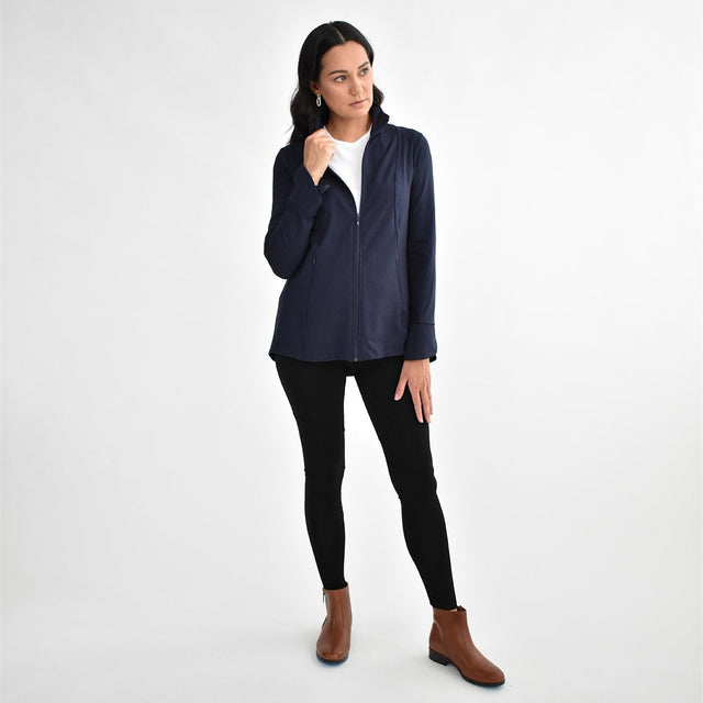 The Dressy Track Jacket in Navy Blue - Final Sale - Veneka-Sustainable-Ethical-Jackets-Encircled Drop Ship