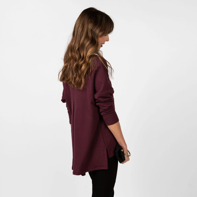 The Dressy Tunic in Deep Berry - Veneka-Sustainable-Ethical-Tops-Encircled Drop Ship