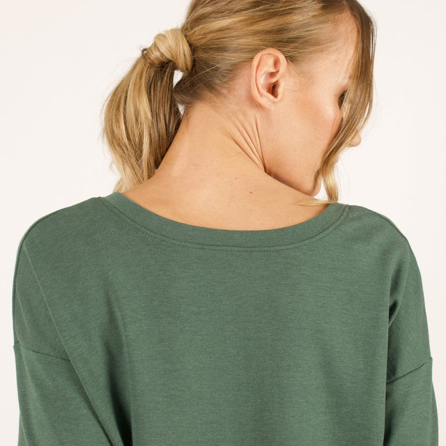 The Dressy V-Neck Sweatshirt in Forest Green - Veneka-Sustainable-Ethical-Tops-Encircled Drop Ship Correct