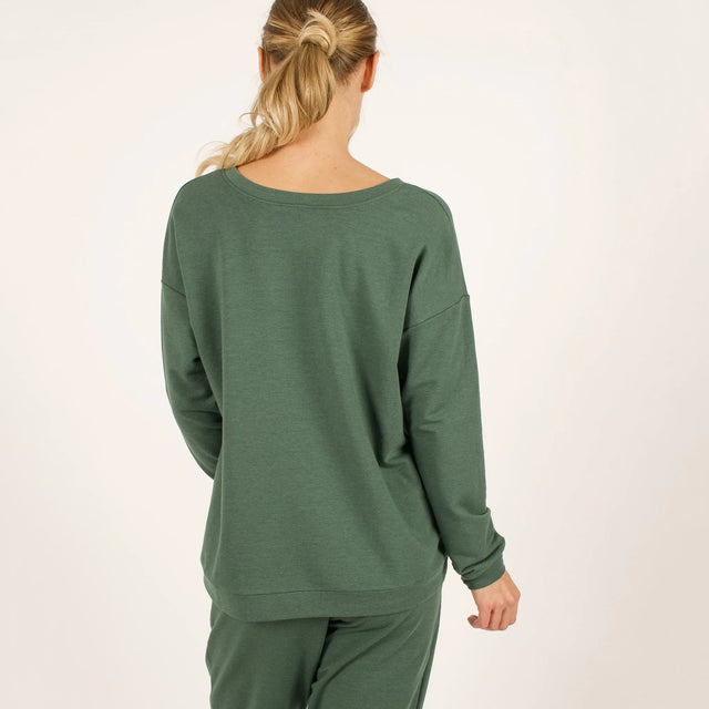 The Dressy V-Neck Sweatshirt in Rasberry - Veneka-Sustainable-Ethical-Tops-Encircled Drop Ship Correct