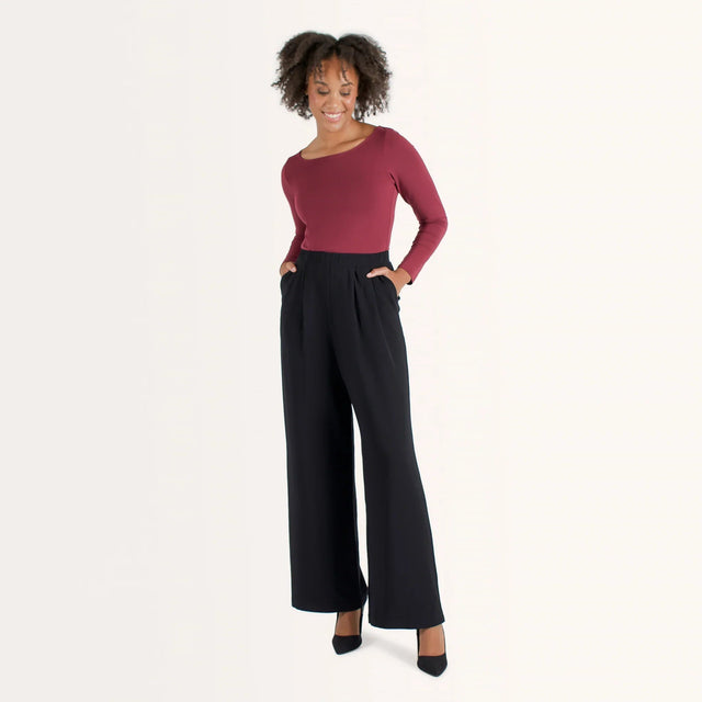 The Effortless Reversible Long Sleeve in Black - Veneka-Sustainable-Ethical-Tops-Encircled Drop Ship Correct