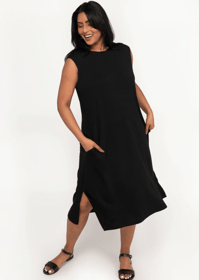 The Everyday Sleeveless Dress in Navy Blue - Final Sale - Veneka-Sustainable-Ethical-Dresses-Encircled Drop Ship