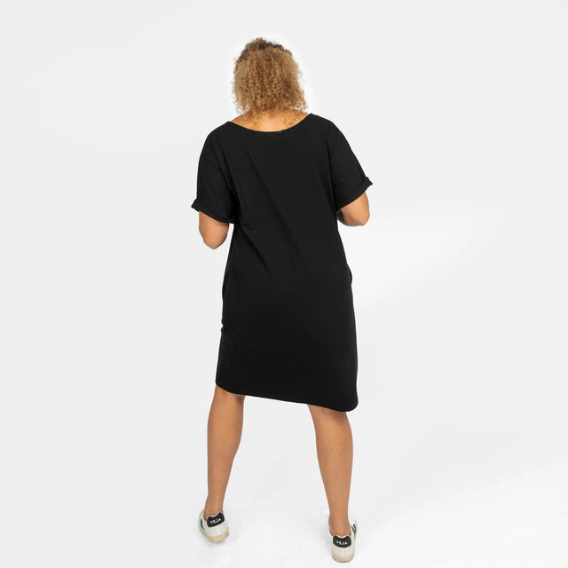 The Everyday T-Shirt Dress in Black - Final Sale - Veneka-Sustainable-Ethical-Dresses-Encircled Drop Ship