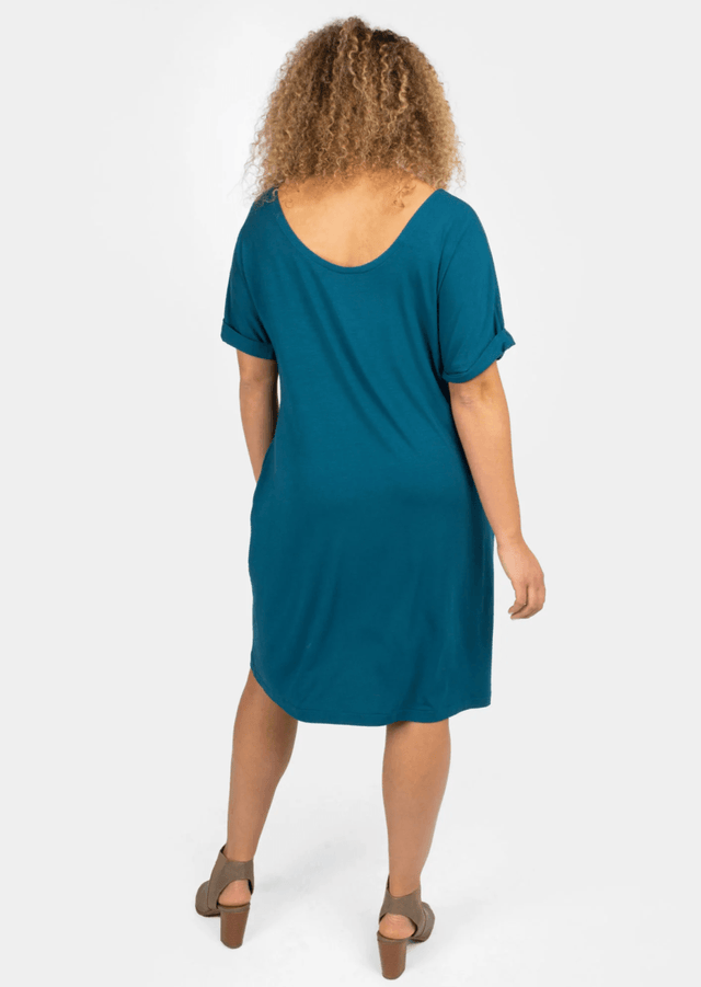 The Everyday T-Shirt Dress in Saphire Blue - Final Sale - Veneka-Sustainable-Ethical-Dresses-Encircled Drop Ship