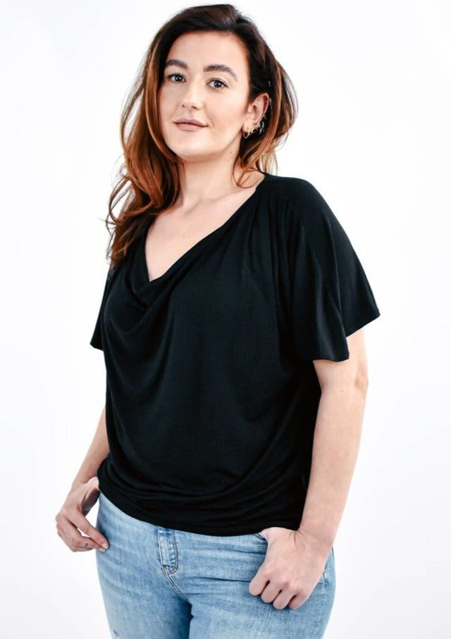 The Evolve Top in Black Tencel - Veneka-Sustainable-Ethical-Tops-Encircled Drop Ship