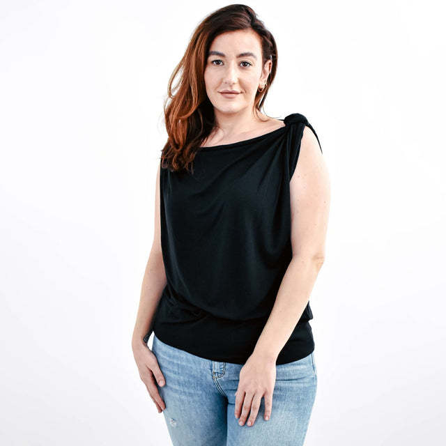 The Evolve Top in Black Tencel - Veneka-Sustainable-Ethical-Tops-Encircled Drop Ship