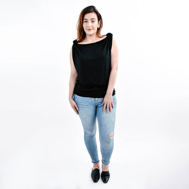 The Evolve Top in Black Tencel - Veneka-Sustainable-Ethical-Tops-Encircled Drop Ship