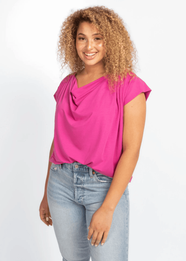 The Evolve Top in Bright Magenta Tencel - Veneka-Sustainable-Ethical-Tops-Encircled Drop Ship