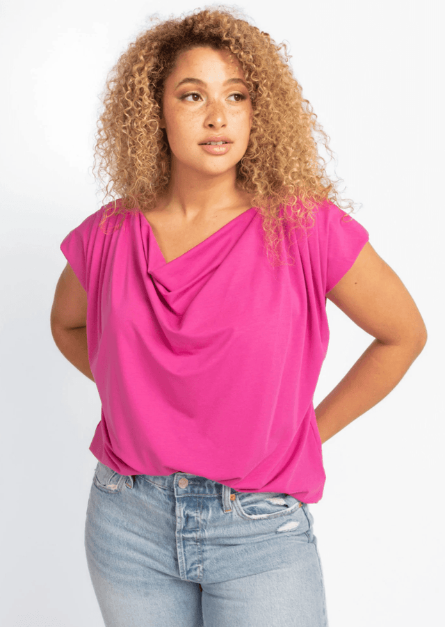 The Evolve Top in Bright Magenta Tencel - Veneka-Sustainable-Ethical-Tops-Encircled Drop Ship