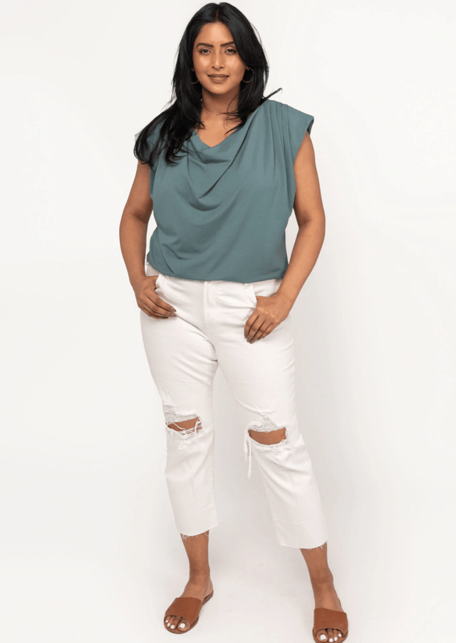 The Evolve Top in Deep Teal Tencel - Veneka-Sustainable-Ethical-Tops-Encircled Drop Ship