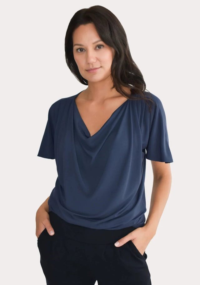 The Evolve Top in Navy Blue Modal - Veneka-Sustainable-Ethical-Tops-Encircled Drop Ship