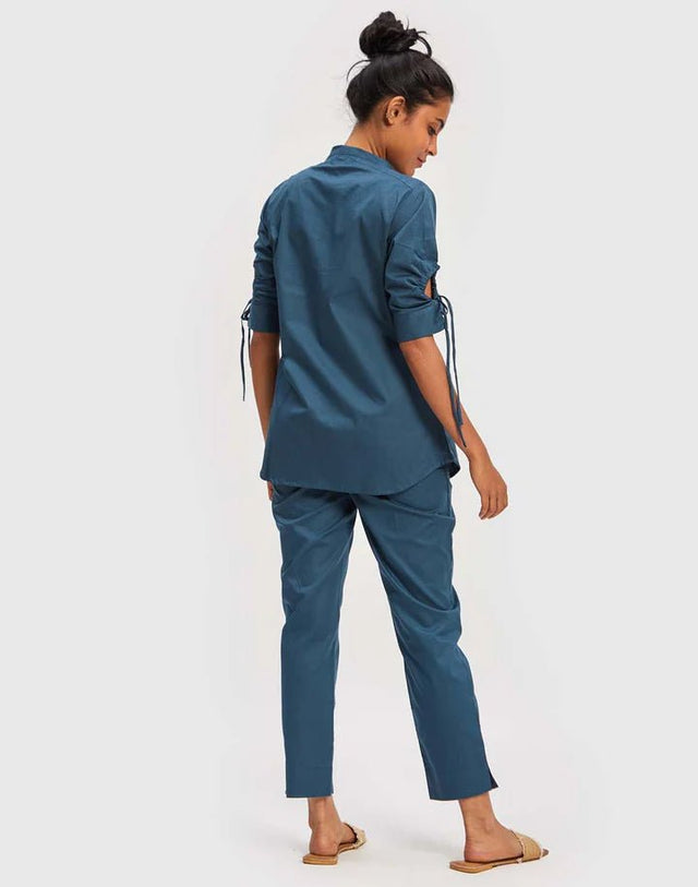The Goes With Everything Pant in Poplin Blue - Veneka-Sustainable-Ethical-Bottoms-Reistor Drop Ship