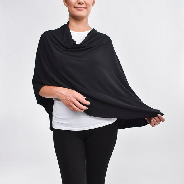The Renew Shawl in Black - Veneka-Sustainable-Ethical-Tops-Encircled Drop Ship