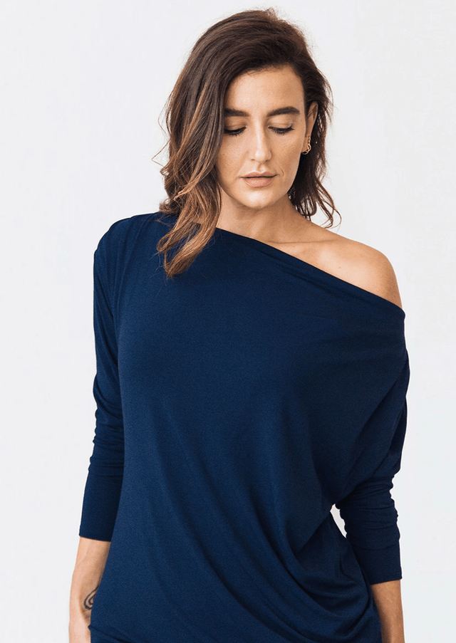 The Revolve Dress / Top in Navy Blue - Final Sale - Veneka-Sustainable-Ethical-Dresses-Encircled Drop Ship