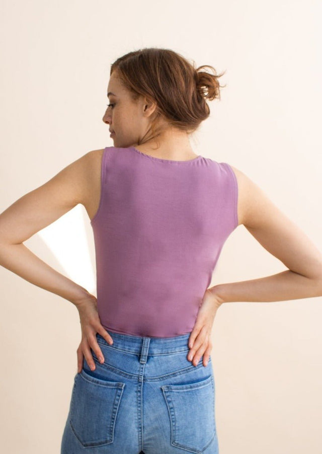 The Sleeveless Unbodysuit in Ginger Mauve - Final Sale - Veneka-Sustainable-Ethical-Tops-Encircled Drop Ship