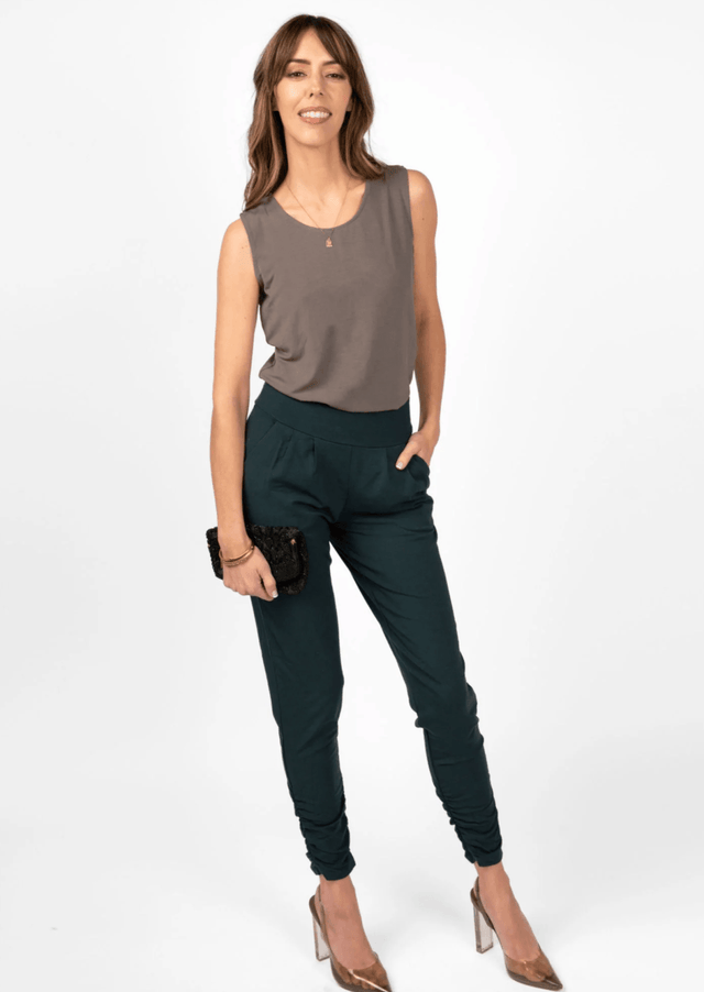The Sleeveless Unbodysuit in Olive Grey - Final Sale - Veneka-Sustainable-Ethical-Tops-Encircled Drop Ship