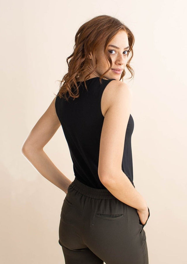 The Sleeveless Unbodysuit in Olive Grey - Final Sale - Veneka-Sustainable-Ethical-Tops-Encircled Drop Ship