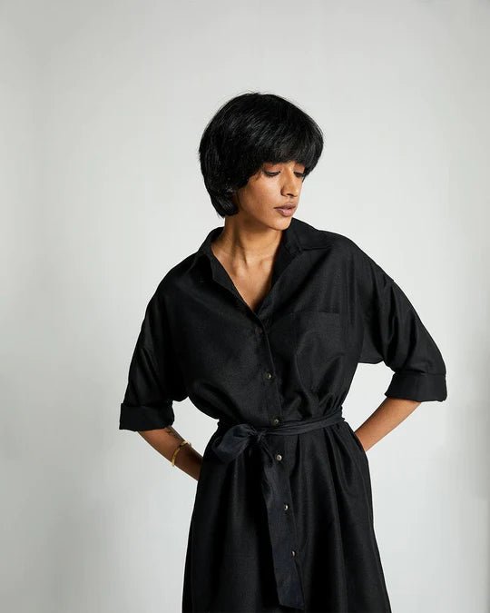 The Sunday Smoke Dress in Black - Veneka-Sustainable-Ethical-Dresses-Reistor Drop Ship