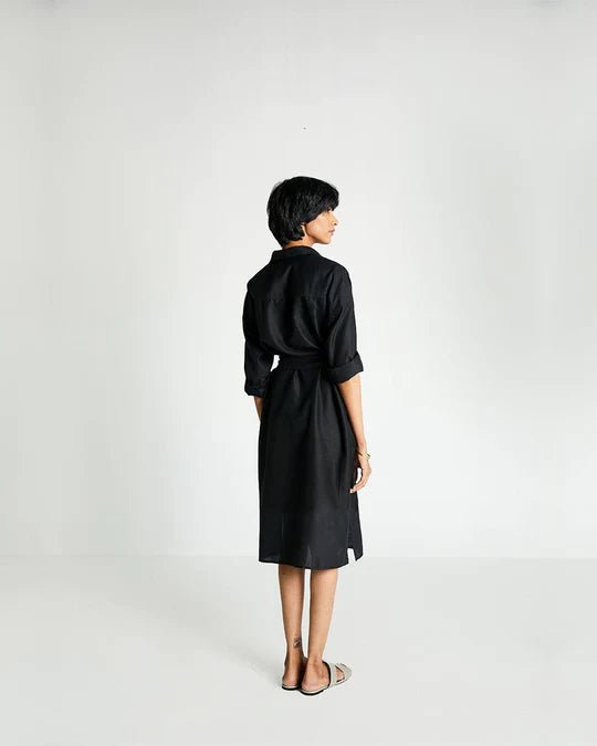 The Sunday Smoke Dress in Black - Veneka-Sustainable-Ethical-Dresses-Reistor Drop Ship