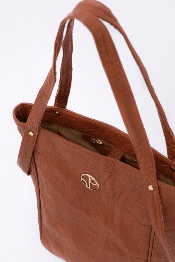 Tokyo NRT Piñatex® Tote Bag in Mocha - Veneka-Sustainable-Ethical-Bag-1 People Drop Ship