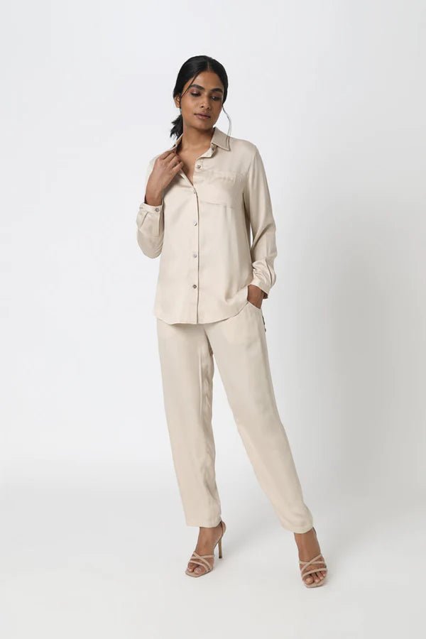 Twiggy Boyfriend Shirt in Champagne - Veneka-Sustainable-Ethical-Tops-Neu Nomads Drop Ship