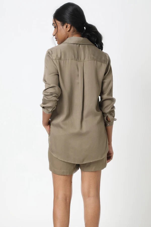 Twiggy Boyfriend Shirt in Khaki - Veneka-Sustainable-Ethical-Tops-Neu Nomads Drop Ship