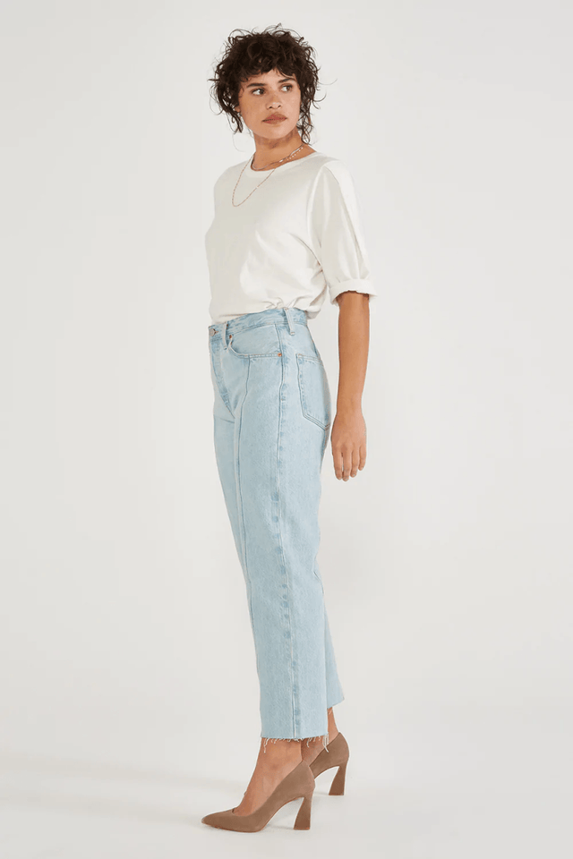 Tyler Seamed Crop in Sea Breeze - Veneka-Sustainable-Ethical-Bottoms-Etica Denim Drop Ship