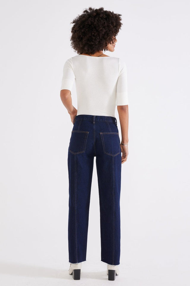 Tyler Seamed Straight Crop - Night Swim - Veneka-Sustainable-Ethical-Bottoms-Etica Denim Drop Ship