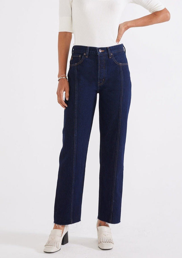 Tyler Seamed Straight Crop - Night Swim - Veneka-Sustainable-Ethical-Bottoms-Etica Denim Drop Ship