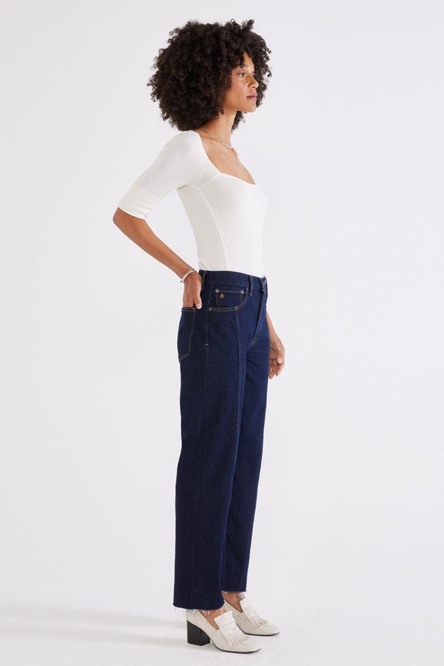 Tyler Seamed Straight Crop - Night Swim - Veneka-Sustainable-Ethical-Bottoms-Etica Denim Drop Ship