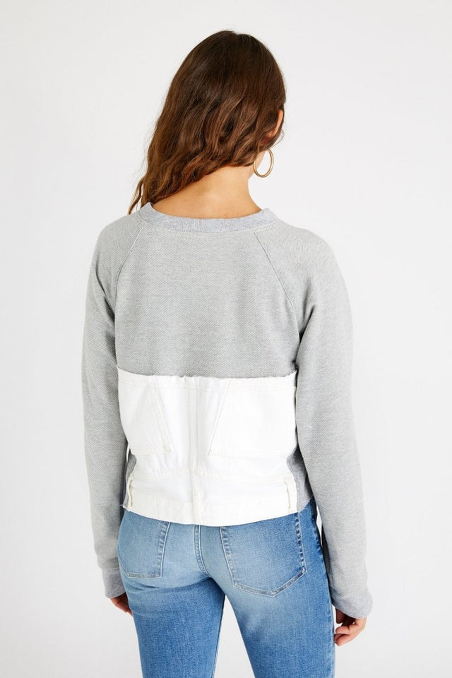 Upcycled Block Sweatshirt in Vintage White - Veneka-Sustainable-Ethical-Tops-Etica Denim Drop Ship