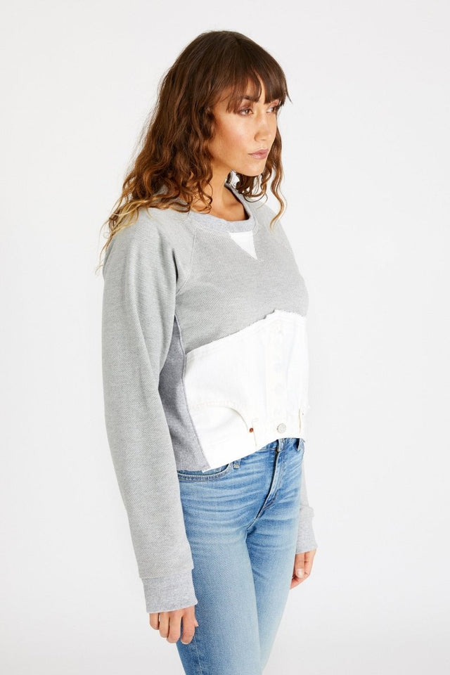 Upcycled Block Sweatshirt in Vintage White - Veneka-Sustainable-Ethical-Tops-Etica Denim Drop Ship