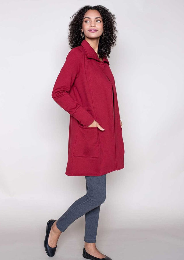Urban Coat in Cherry - Veneka-Sustainable-Ethical-Jackets-Indigenous Drop Ship