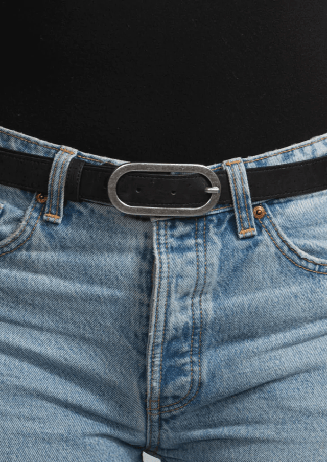 Vegan Cork Leather Women's Belt in Black - Veneka-Sustainable-Ethical-Other-Tiradia Cork Drop Ship
