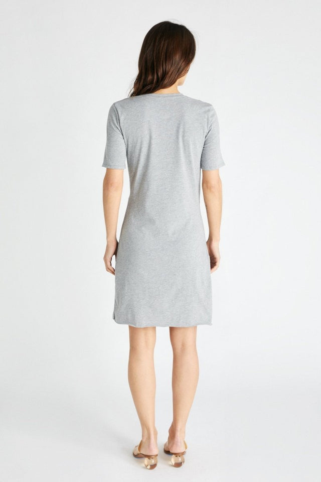 Veronica Twist Tee Dress in Heather Grey - Veneka-Sustainable-Ethical-Dresses-Etica Denim Drop Ship