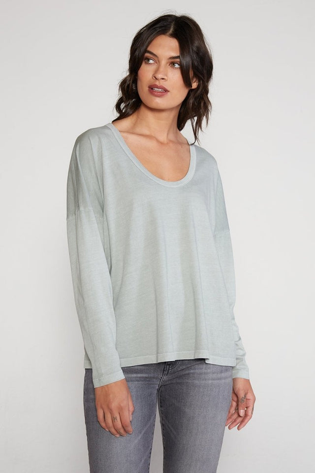 Virginie Long Sleeve Scoop Neck in Shadow - Veneka-Sustainable-Ethical-Tops-Etica Denim Drop Ship