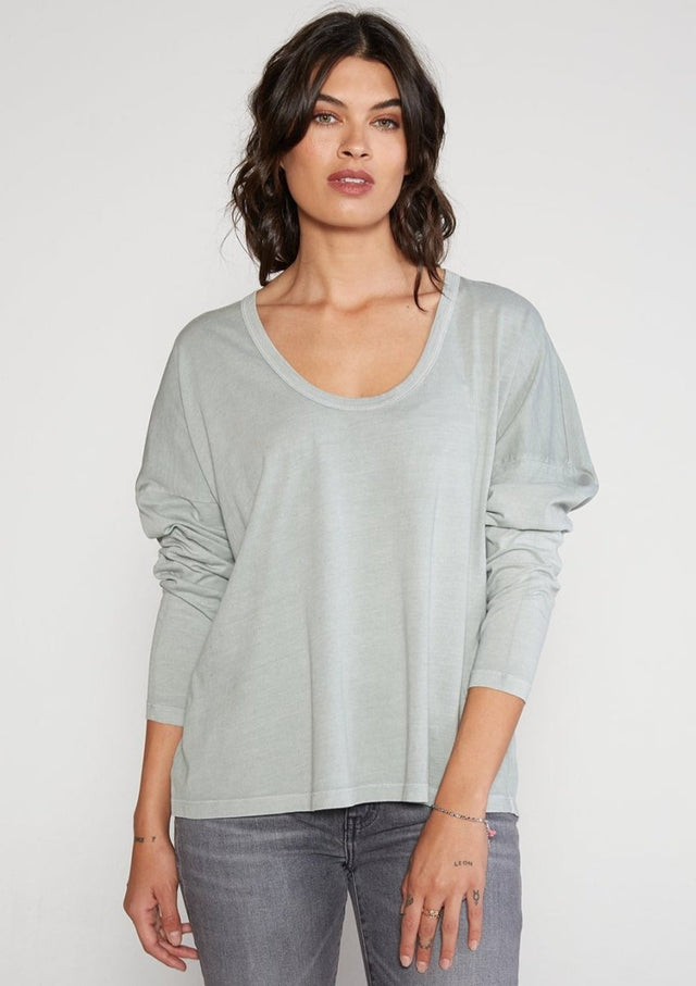 Virginie Long Sleeve Scoop Neck in Shadow - Veneka-Sustainable-Ethical-Tops-Etica Denim Drop Ship