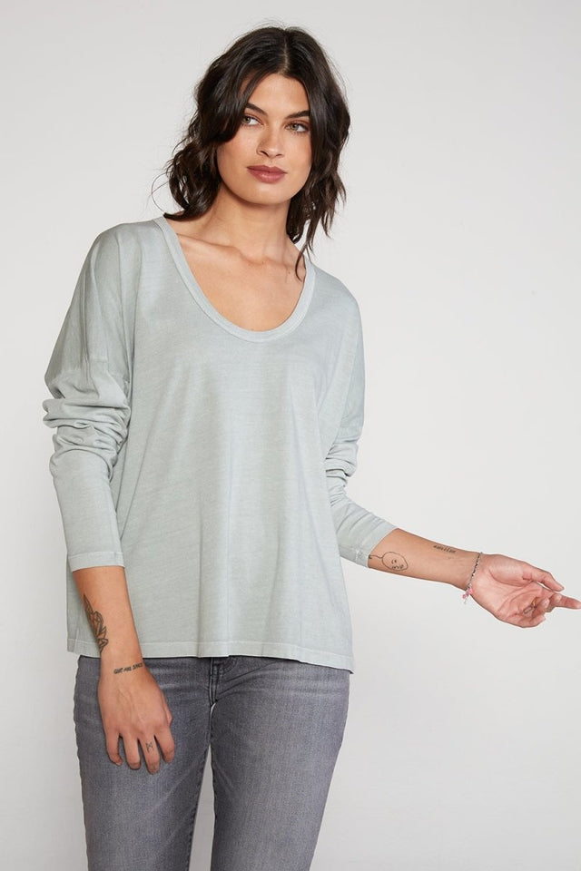 Virginie Long Sleeve Scoop Neck in Shadow - Veneka-Sustainable-Ethical-Tops-Etica Denim Drop Ship